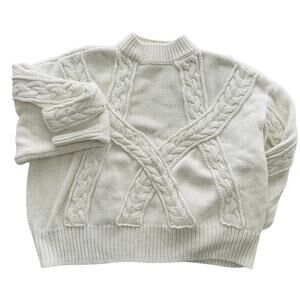 Sabo Skirt Chunky Cable Knit Sweater Cream Size Large Boxy Oversized